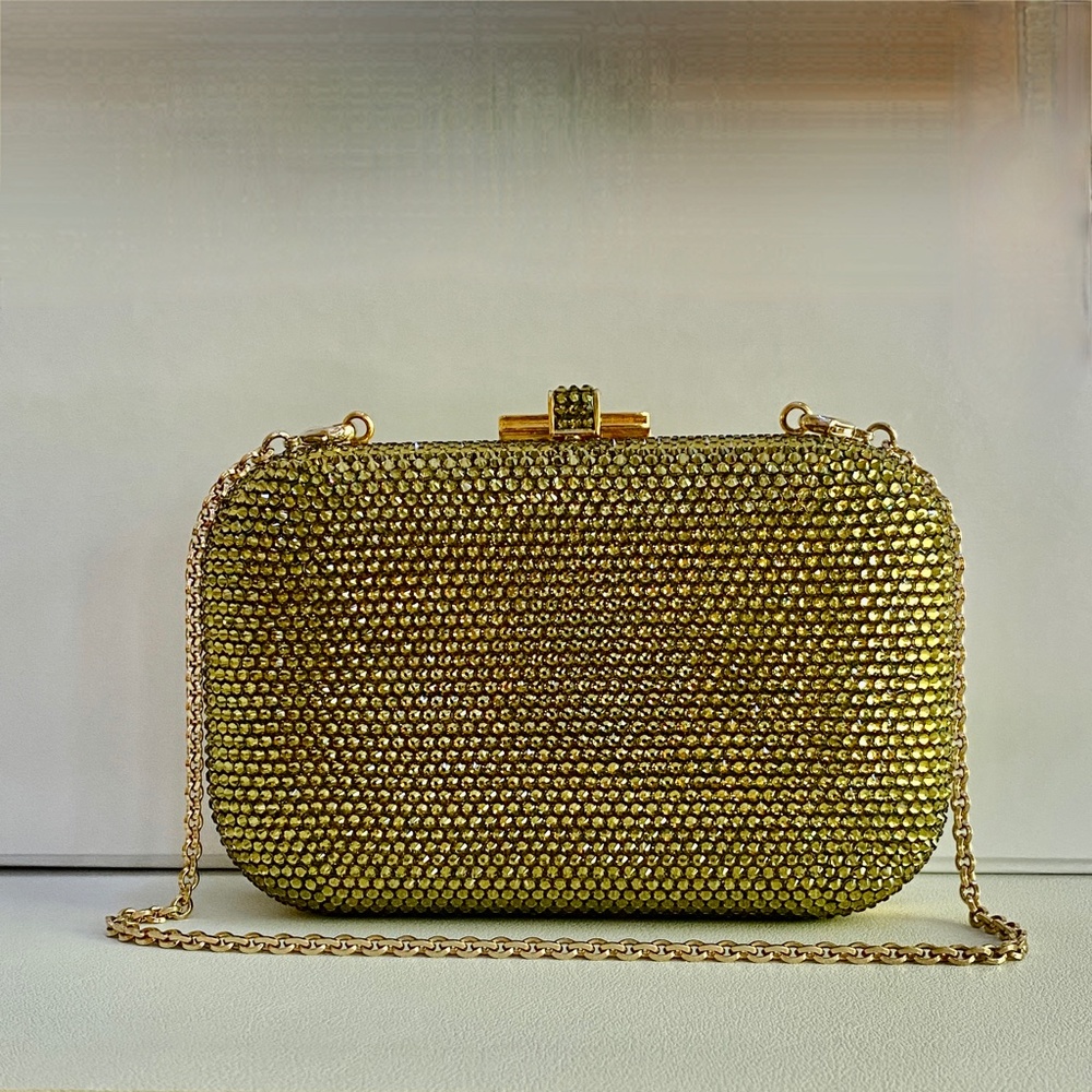Judith Leiber Moss Green Couture Crystal Slide-Lock Bag NEW - Picture 11 of 16